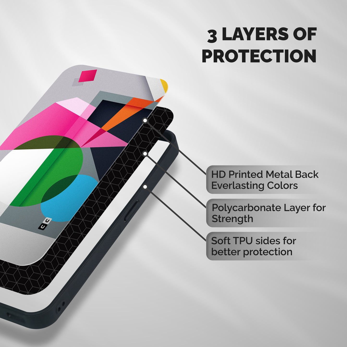 Polygons Cute Pattern Shockproof Hybrid Protection (Metal + TPU) Back Case Cover