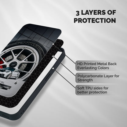 Porsche GT3 RS Shockproof Hybrid Protection (Metal + TPU) Back Case Cover