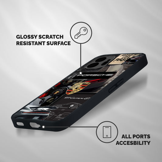 Porsche Heritage Collage Shockproof Hybrid Protection (Metal + TPU) Back Case Cover