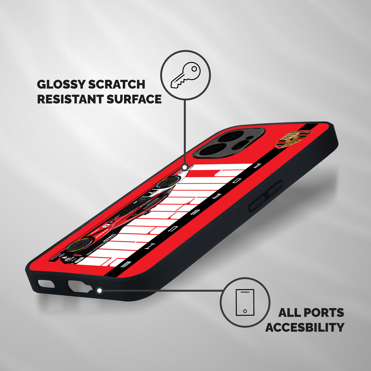 Porsche Race Car Artwork Shockproof Hybrid Protection (Metal + TPU) Back Case Cover