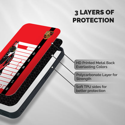 Porsche Race Car Artwork Shockproof Hybrid Protection (Metal + TPU) Back Case Cover