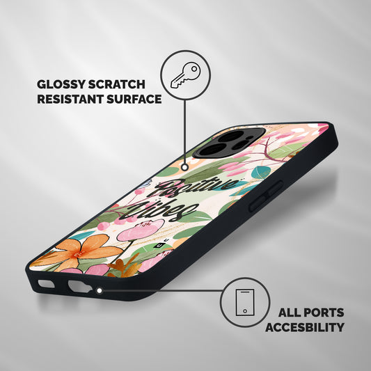 Positive Vibes Shockproof Hybrid Protection (Metal + TPU) Back Case Cover