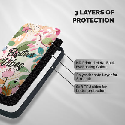 Positive Vibes Shockproof Hybrid Protection (Metal + TPU) Back Case Cover