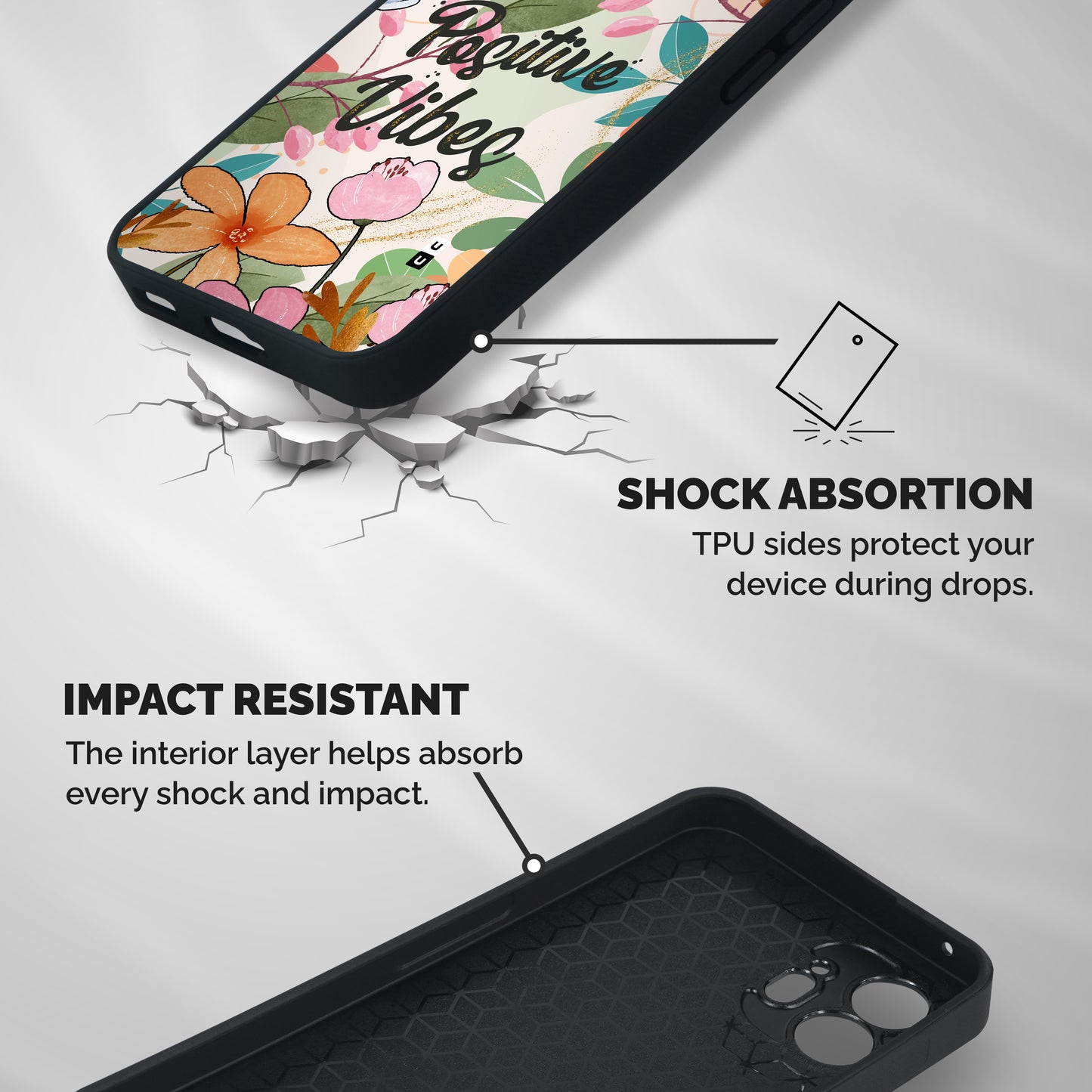 Positive Vibes Shockproof Hybrid Protection (Metal + TPU) Back Case Cover