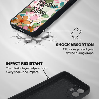 Positive Vibes Shockproof Hybrid Protection (Metal + TPU) Back Case Cover