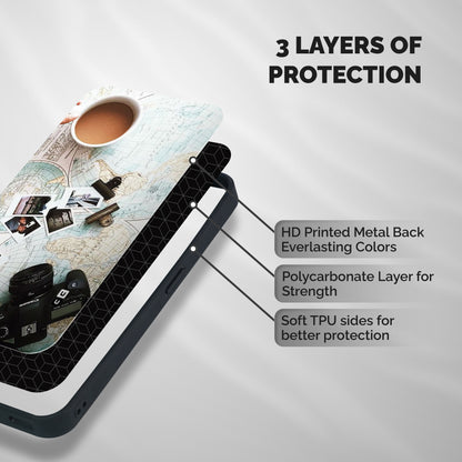 Post Stamps Travel Shockproof Hybrid Protection (Metal + TPU) Back Case Cover