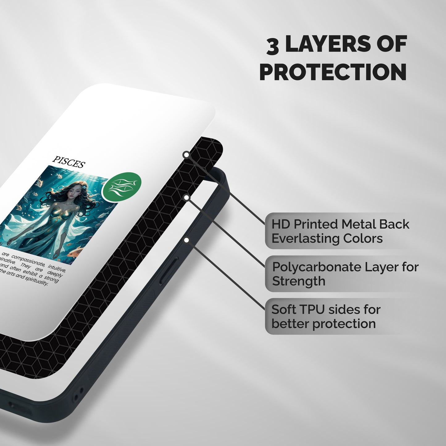 Precious Pisces Shockproof Hybrid Protection (Metal + TPU) Back Case Cover