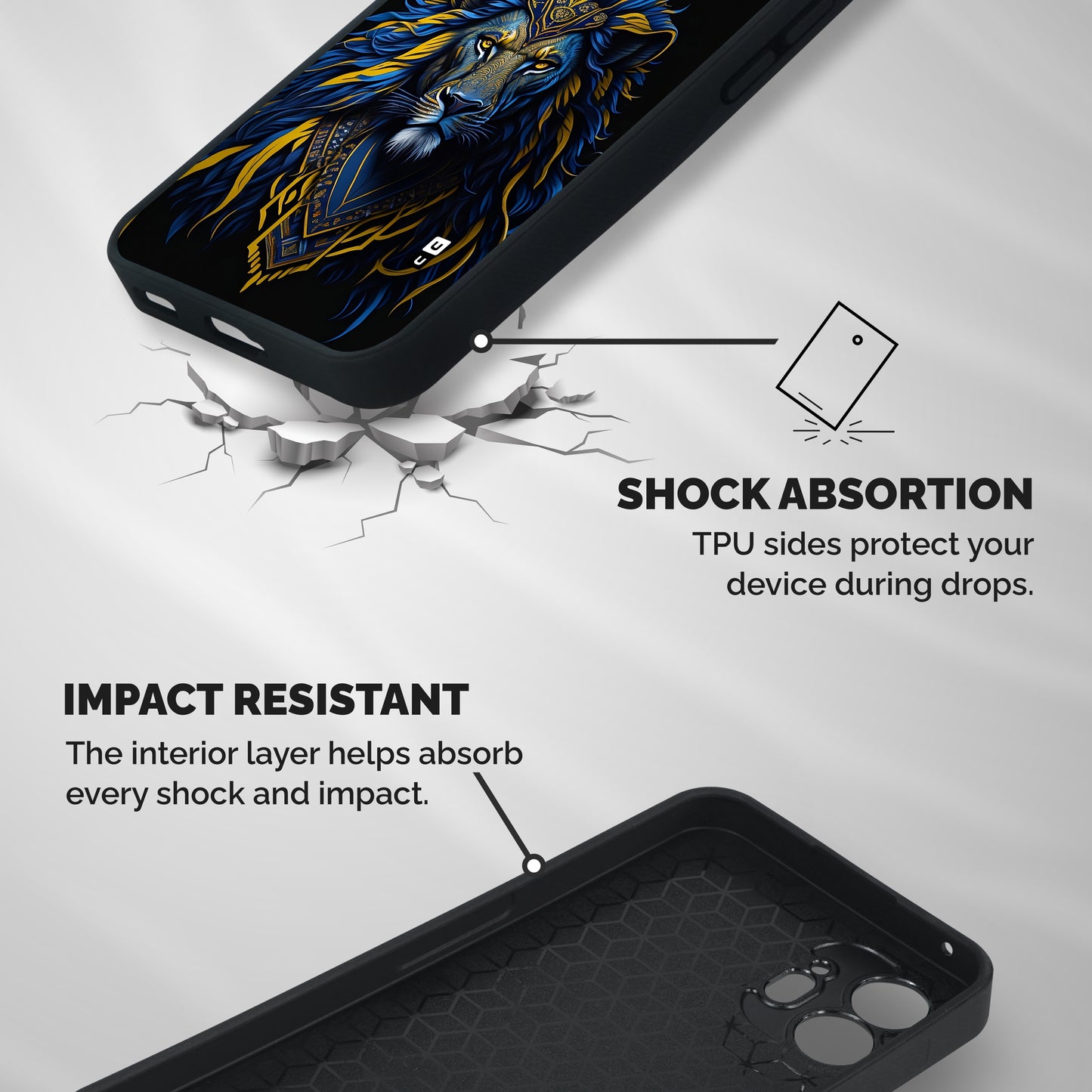 Premium Lion Abstract Portrait Art Shockproof Hybrid Protection (Metal + TPU) Back Case Cover