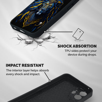 Premium Lion Abstract Portrait Art Shockproof Hybrid Protection (Metal + TPU) Back Case Cover