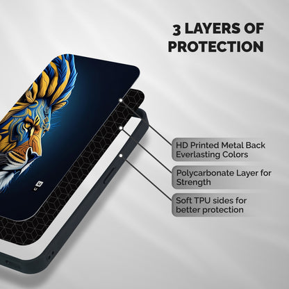 Premium Lion Abstract Side Art Shockproof Hybrid Protection (Metal + TPU) Back Case Cover