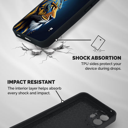 Premium Lion Abstract Side Art Shockproof Hybrid Protection (Metal + TPU) Back Case Cover