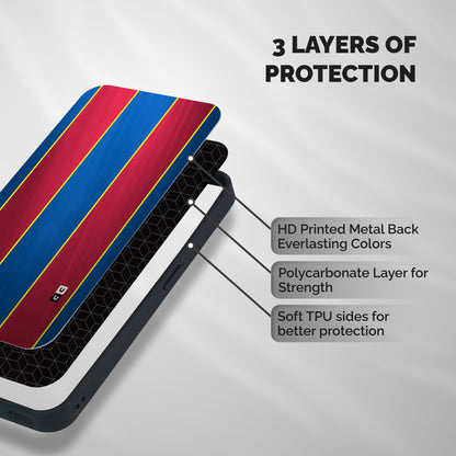 Premium Vertical Stripes Shockproof Hybrid Protection (Metal + TPU) Back Case Cover