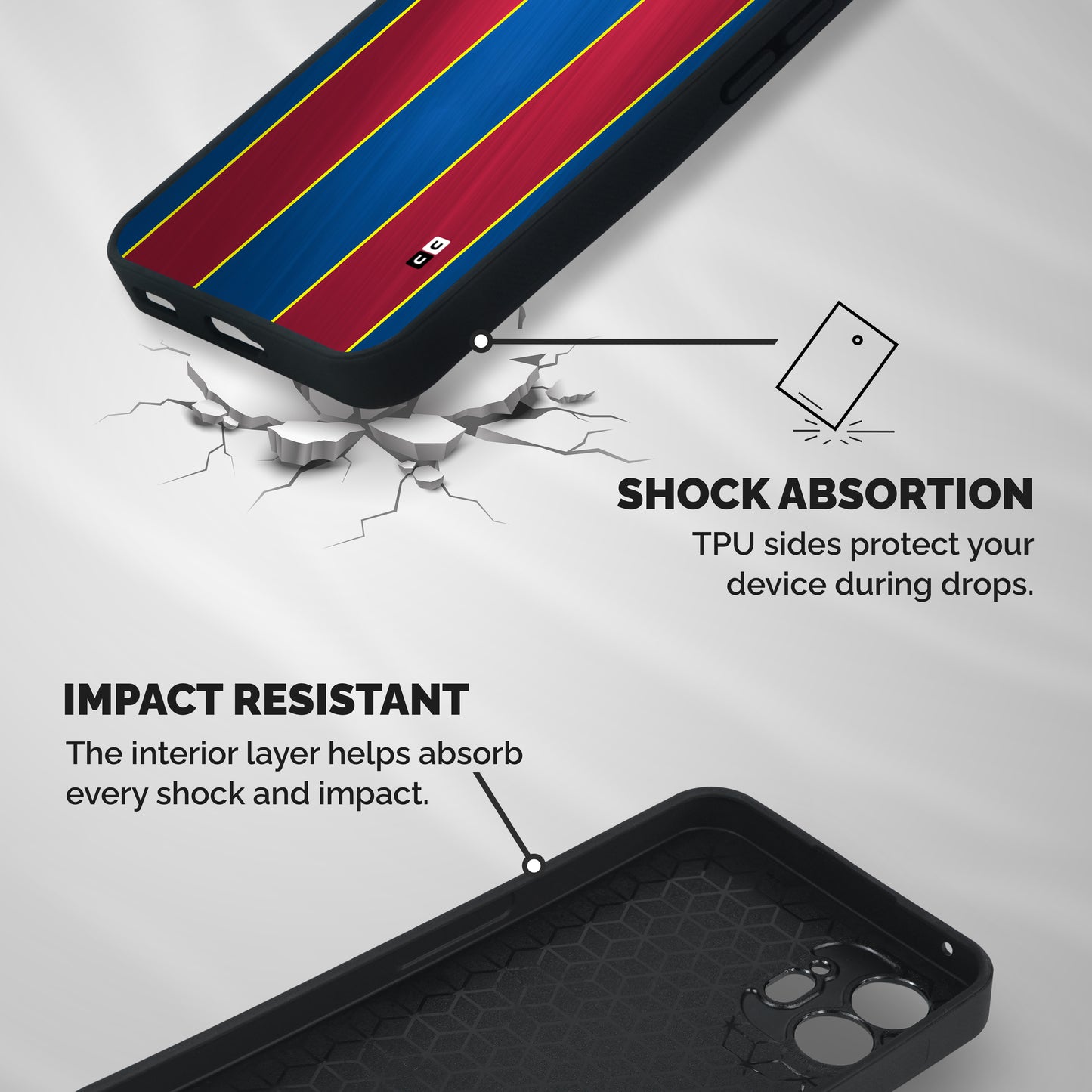 Premium Vertical Stripes Shockproof Hybrid Protection (Metal + TPU) Back Case Cover