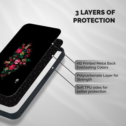 Pretty Allure Flower Shockproof Hybrid Protection (Metal + TPU) Back Case Cover