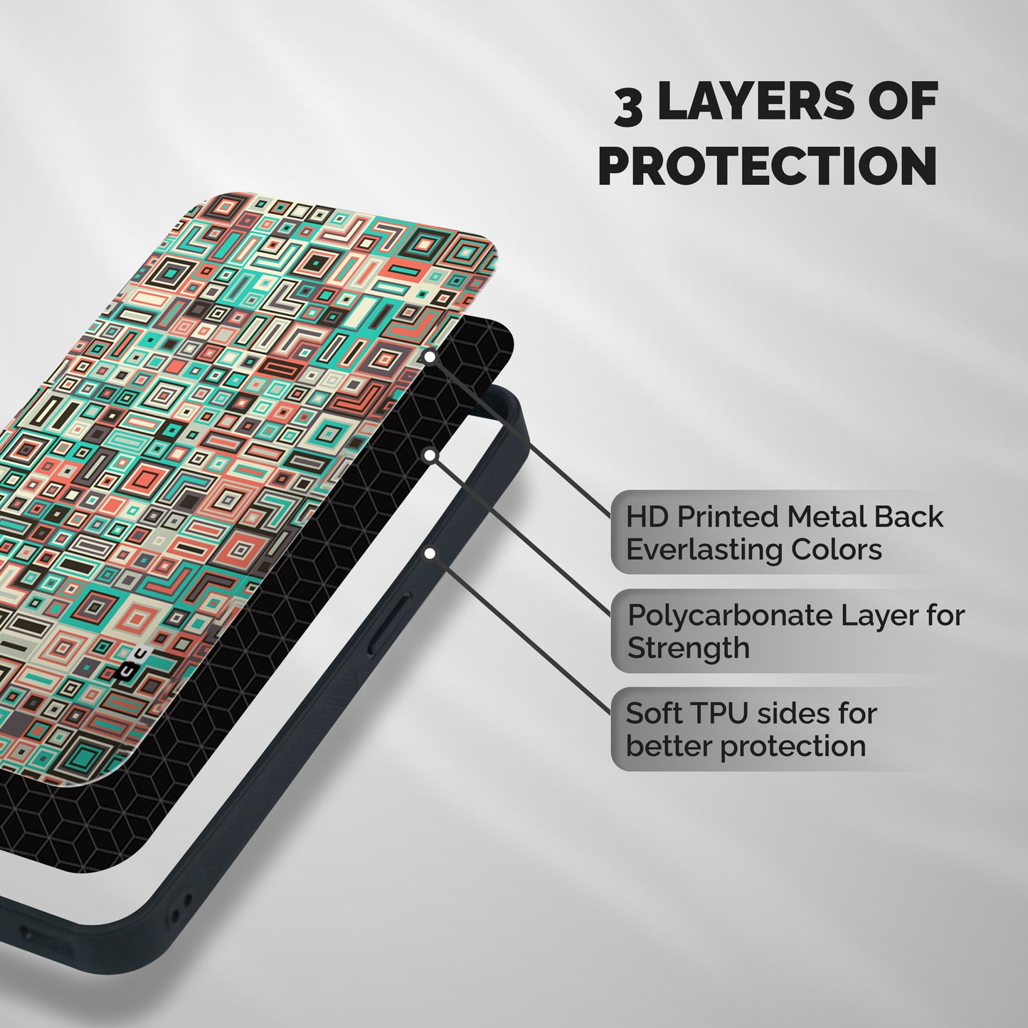 Pretty Boxes Design Shockproof Hybrid Protection (Metal + TPU) Back Case Cover