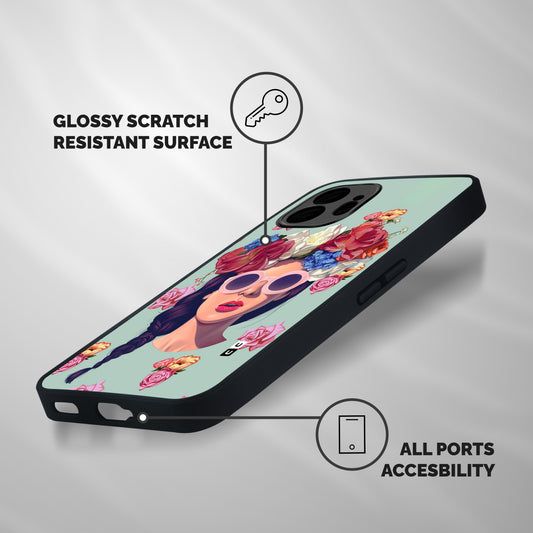 Pretty Girl Florals Illustration Art Shockproof Hybrid Protection (Metal + TPU) Back Case Cover