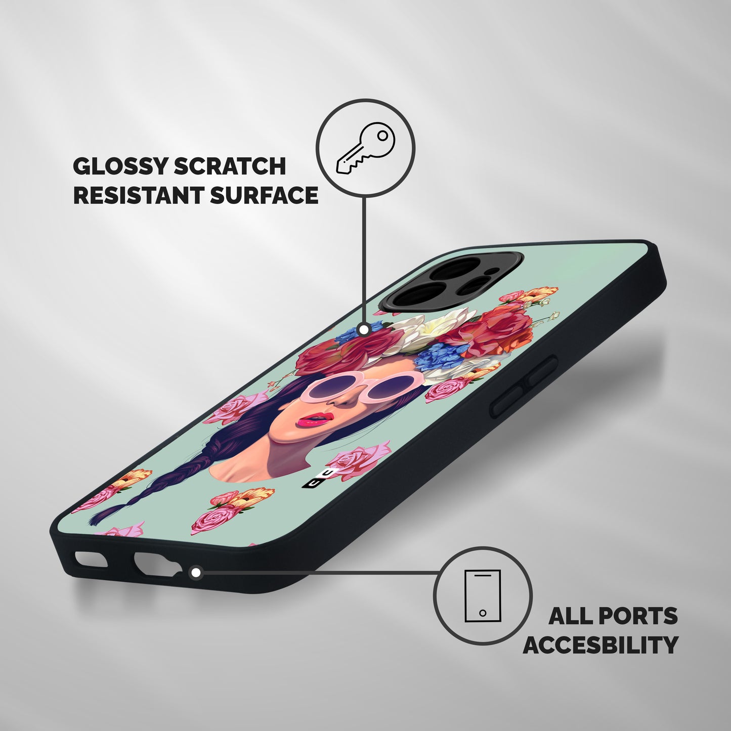 Pretty Girl Florals Illustration Art Shockproof Hybrid Protection (Metal + TPU) Back Case Cover