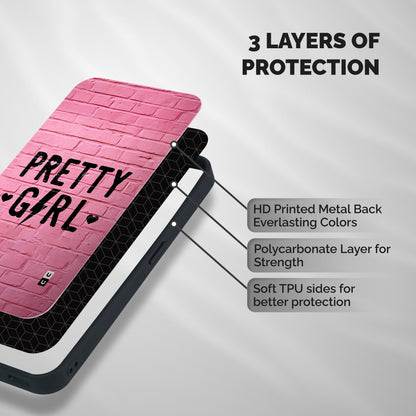 Pretty Girl Wall Shockproof Hybrid Protection (Metal + TPU) Back Case Cover