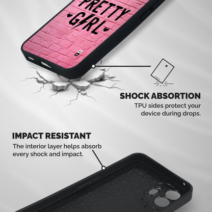 Pretty Girl Wall Shockproof Hybrid Protection (Metal + TPU) Back Case Cover