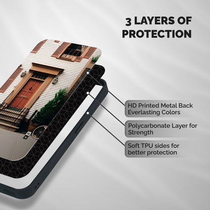 Pretty Orange Door Shockproof Hybrid Protection (Metal + TPU) Back Case Cover