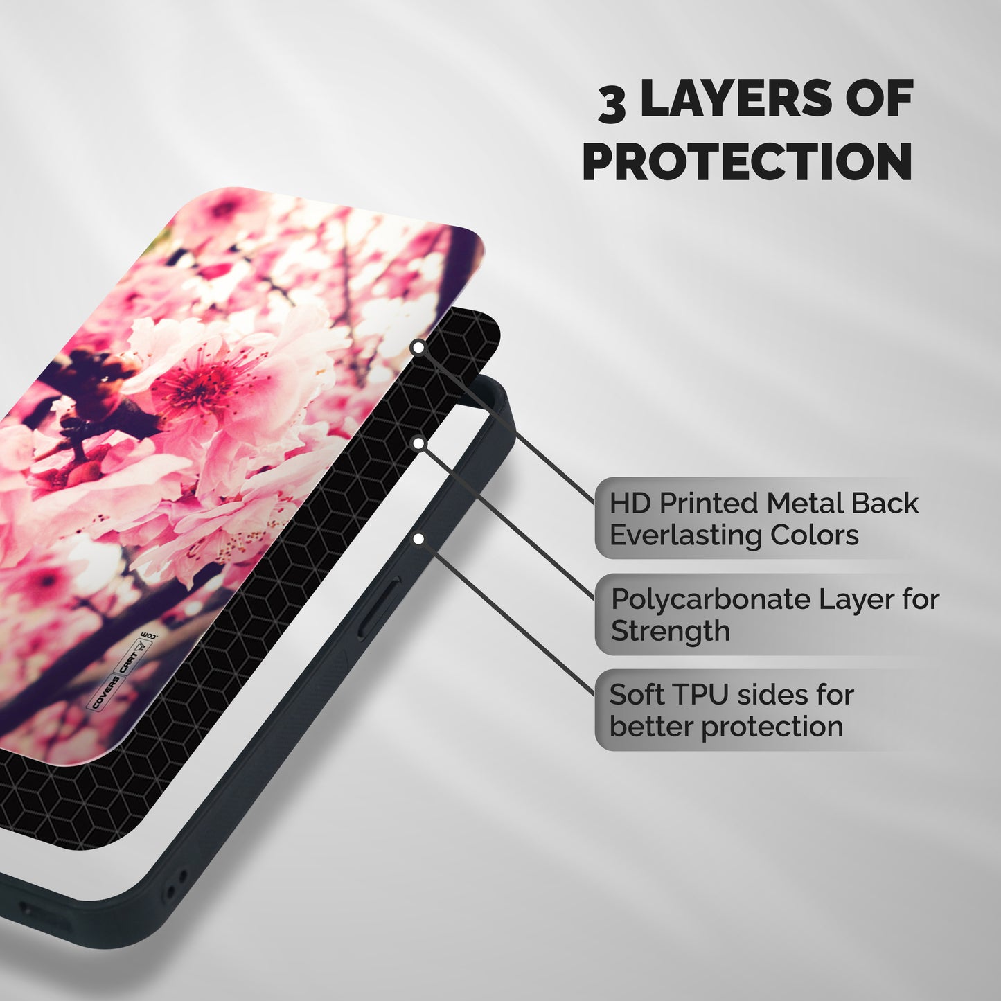 Pretty Pink Flowers Shockproof Hybrid Protection (Metal + TPU) Back Case Cover