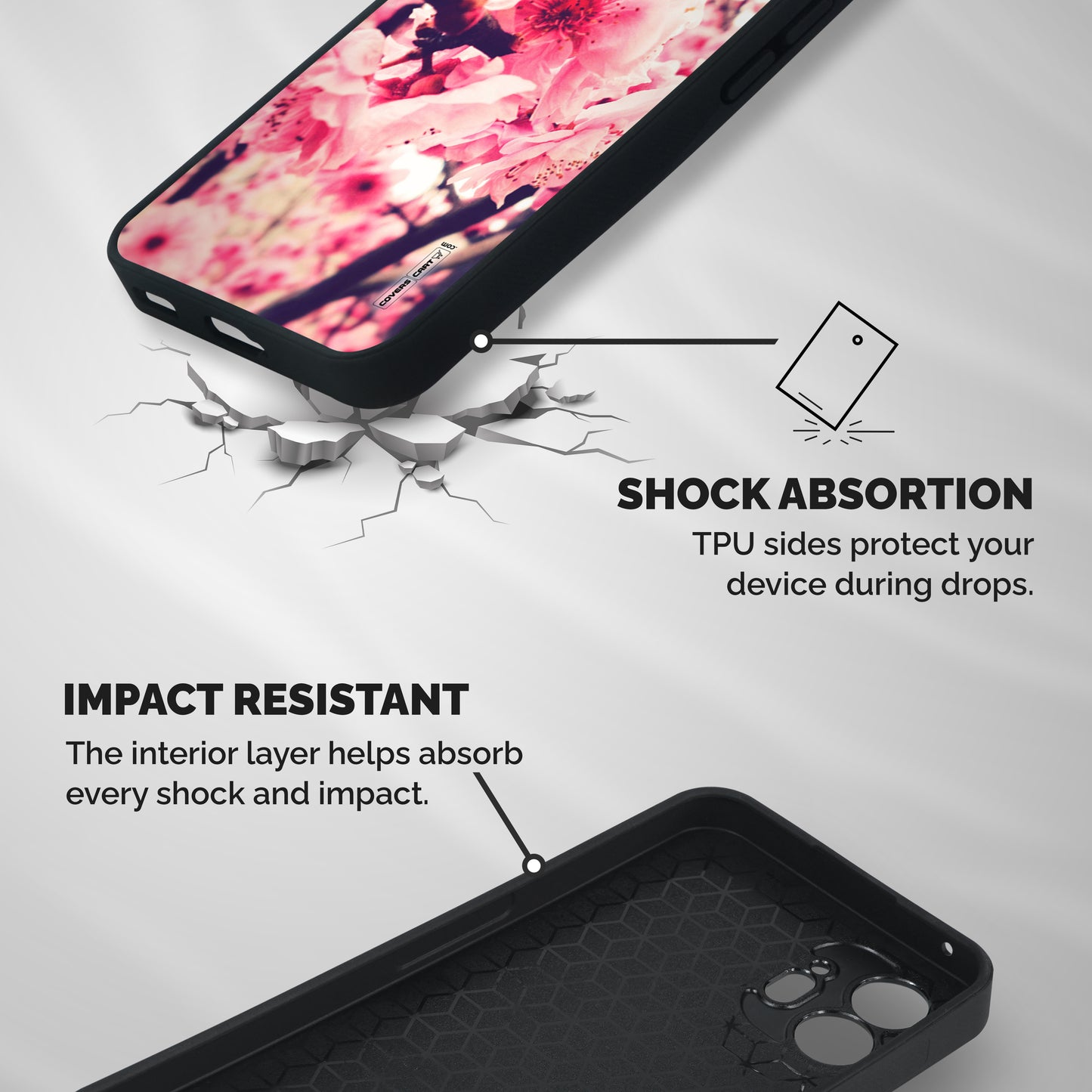 Pretty Pink Flowers Shockproof Hybrid Protection (Metal + TPU) Back Case Cover