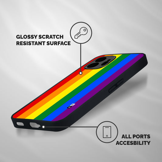 Pride Rainbow Stripes Shockproof Hybrid Protection (Metal + TPU) Back Case Cover