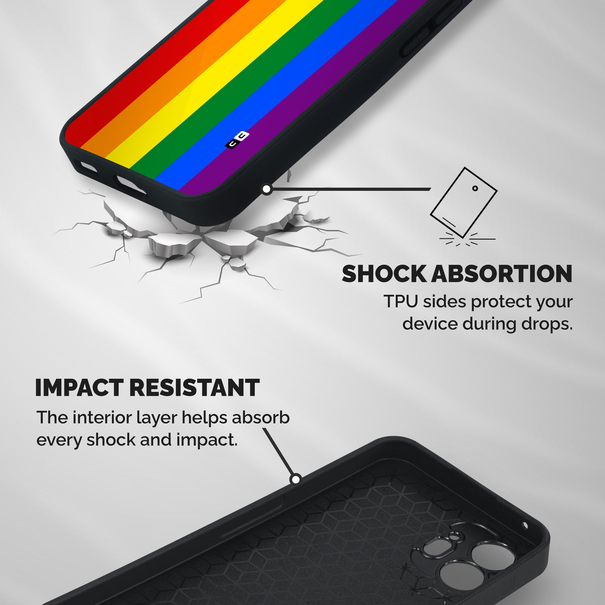 Pride Rainbow Stripes Shockproof Hybrid Protection (Metal + TPU) Back Case Cover