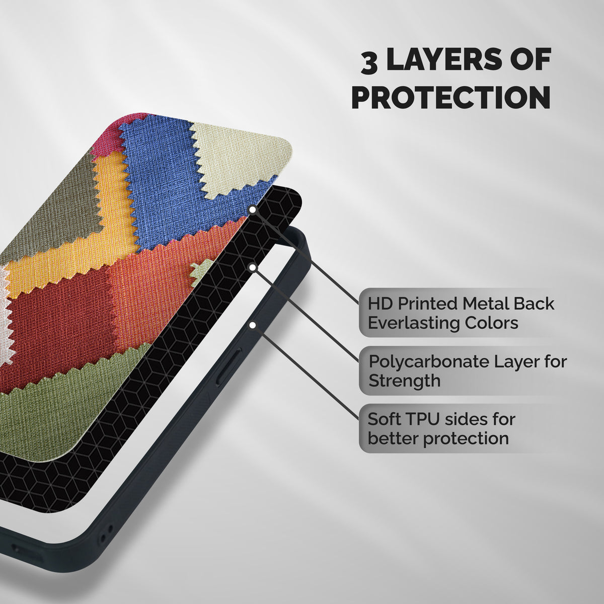 Printed Fabric Shockproof Hybrid Protection (Metal + TPU) Back Case Cover