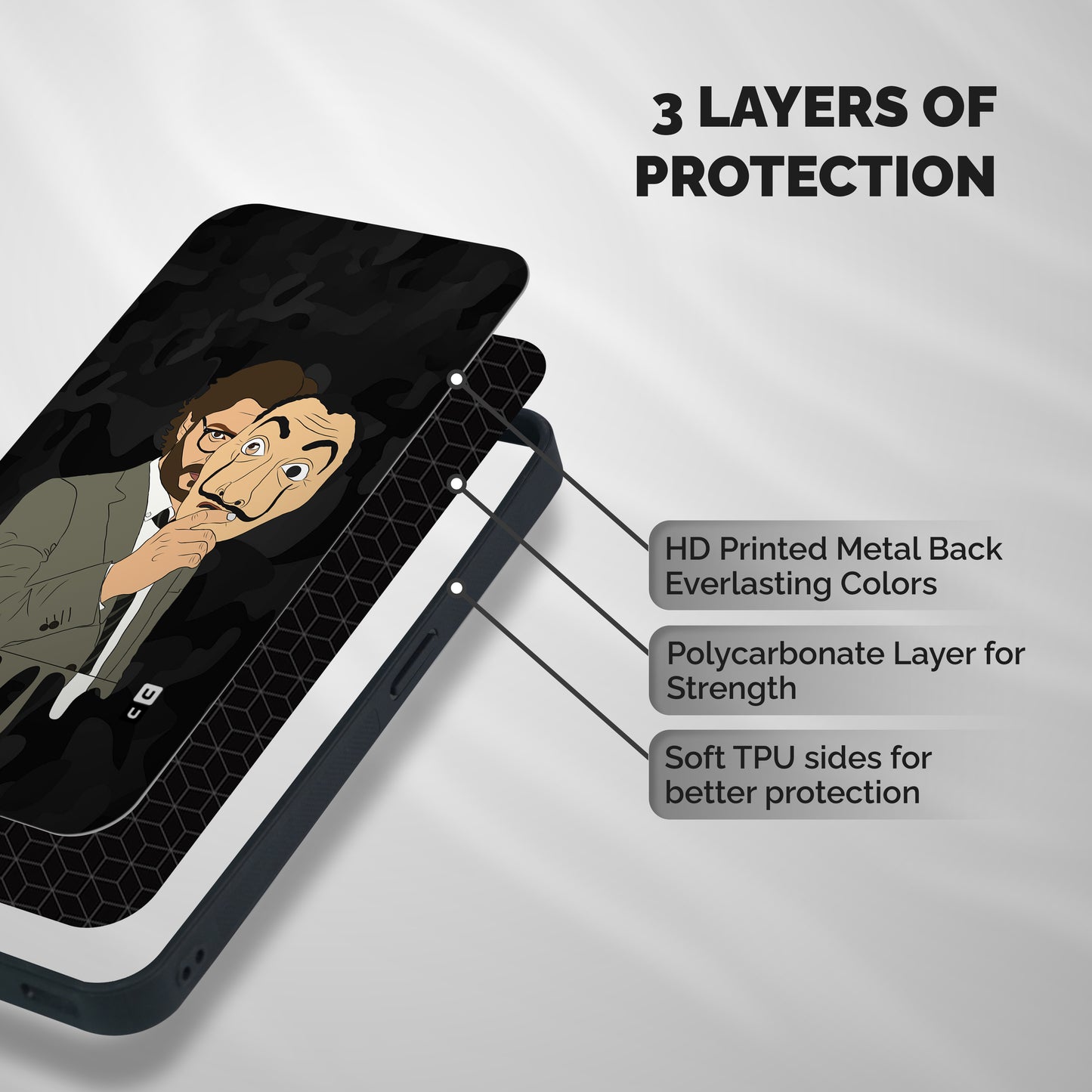 Professor Art Camouflage Shockproof Hybrid Protection (Metal + TPU) Back Case Cover