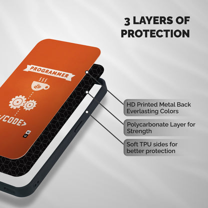 Programmer Coffee Code Shockproof Hybrid Protection (Metal + TPU) Back Case Cover