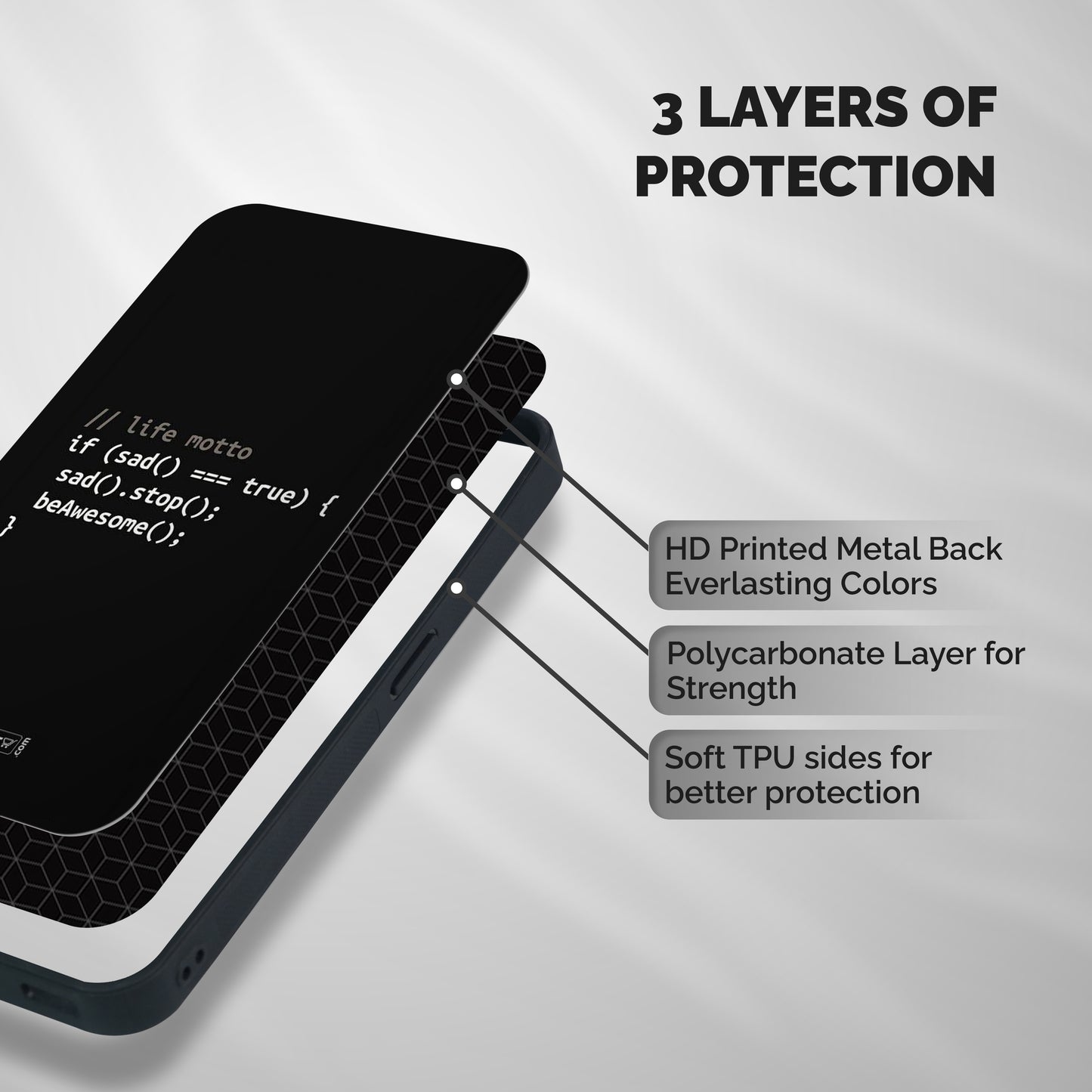 Programmers Life Shockproof Hybrid Protection (Metal + TPU) Back Case Cover