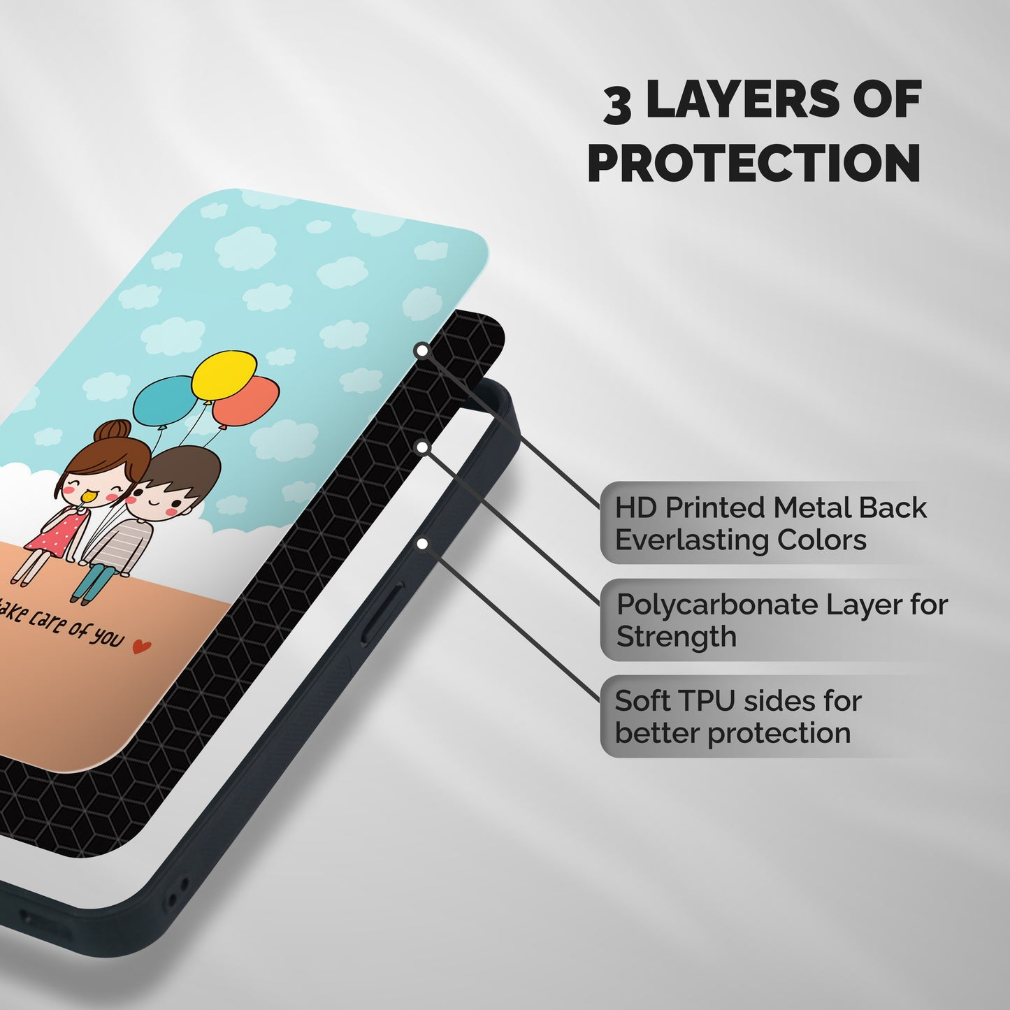 Promise To Care Shockproof Hybrid Protection (Metal + TPU) Back Case Cover