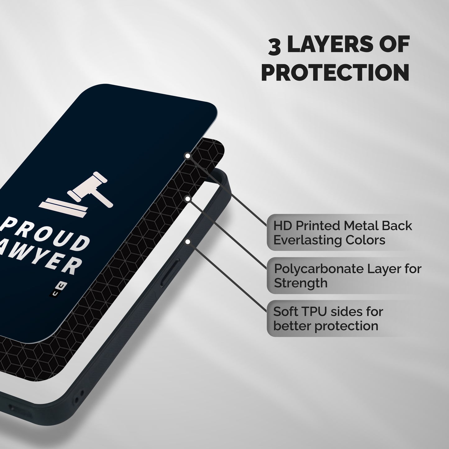 Proud Lawyer Shockproof Hybrid Protection (Metal + TPU) Back Case Cover