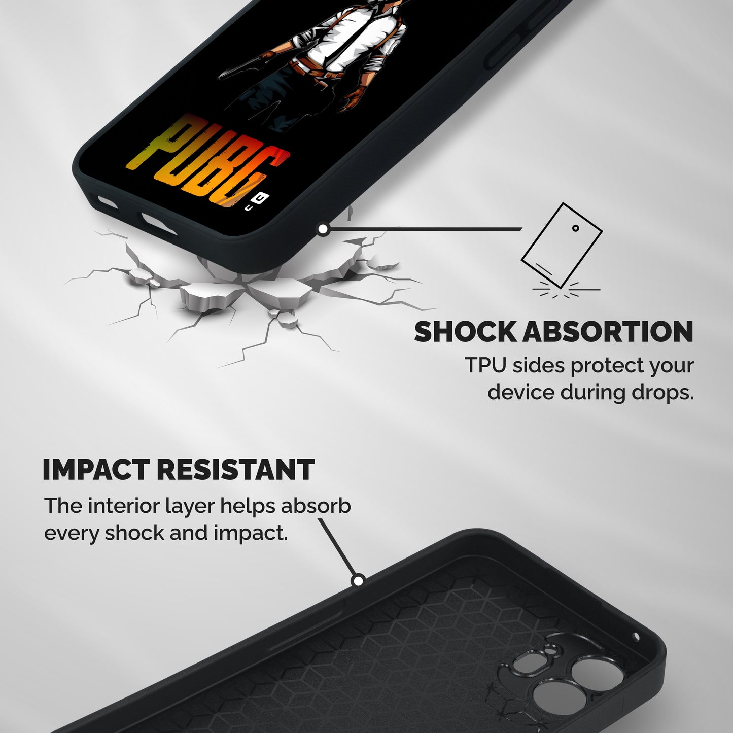 PUBG Game Art Shockproof Hybrid Protection (Metal + TPU) Back Case Cover