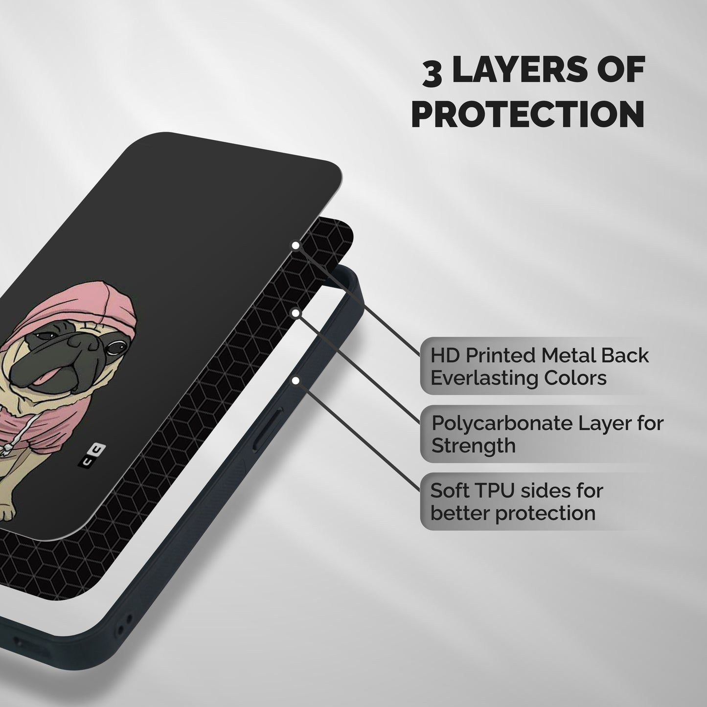 Pug Swag Shockproof Hybrid Protection (Metal + TPU) Back Case Cover