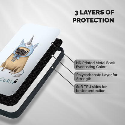 Pugicorn Shockproof Hybrid Protection (Metal + TPU) Back Case Cover
