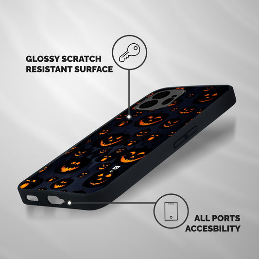 Pumpkin Smile Pattern Shockproof Hybrid Protection (Metal + TPU) Back Case Cover