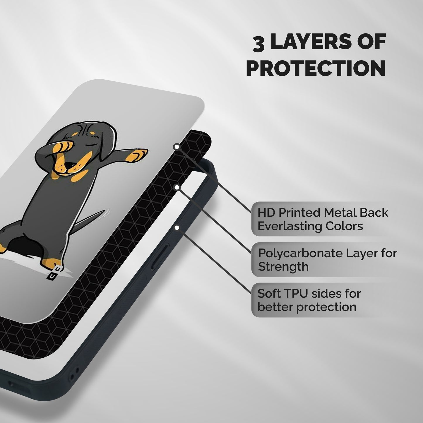 Puppy Dab Shockproof Hybrid Protection (Metal + TPU) Back Case Cover
