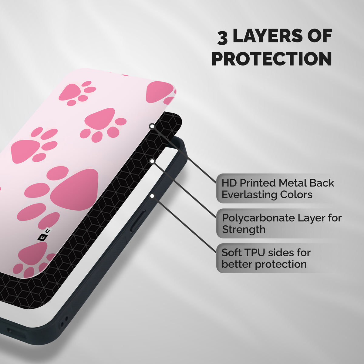Puppy Paws Pattern Print Shockproof Hybrid Protection (Metal + TPU) Back Case Cover
