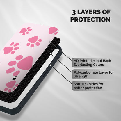 Puppy Paws Pattern Print Shockproof Hybrid Protection (Metal + TPU) Back Case Cover