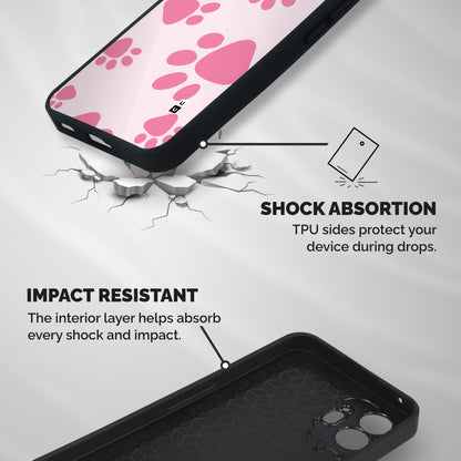 Puppy Paws Pattern Print Shockproof Hybrid Protection (Metal + TPU) Back Case Cover