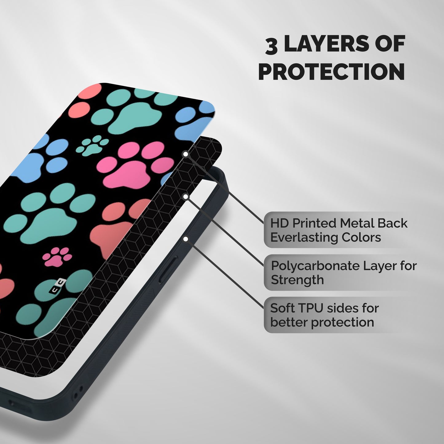 Puppy Paws Shockproof Hybrid Protection (Metal + TPU) Back Case Cover