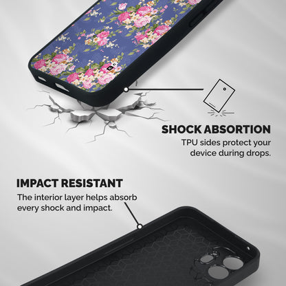 Purple Pink Floral Shockproof Hybrid Protection (Metal + TPU) Back Case Cover