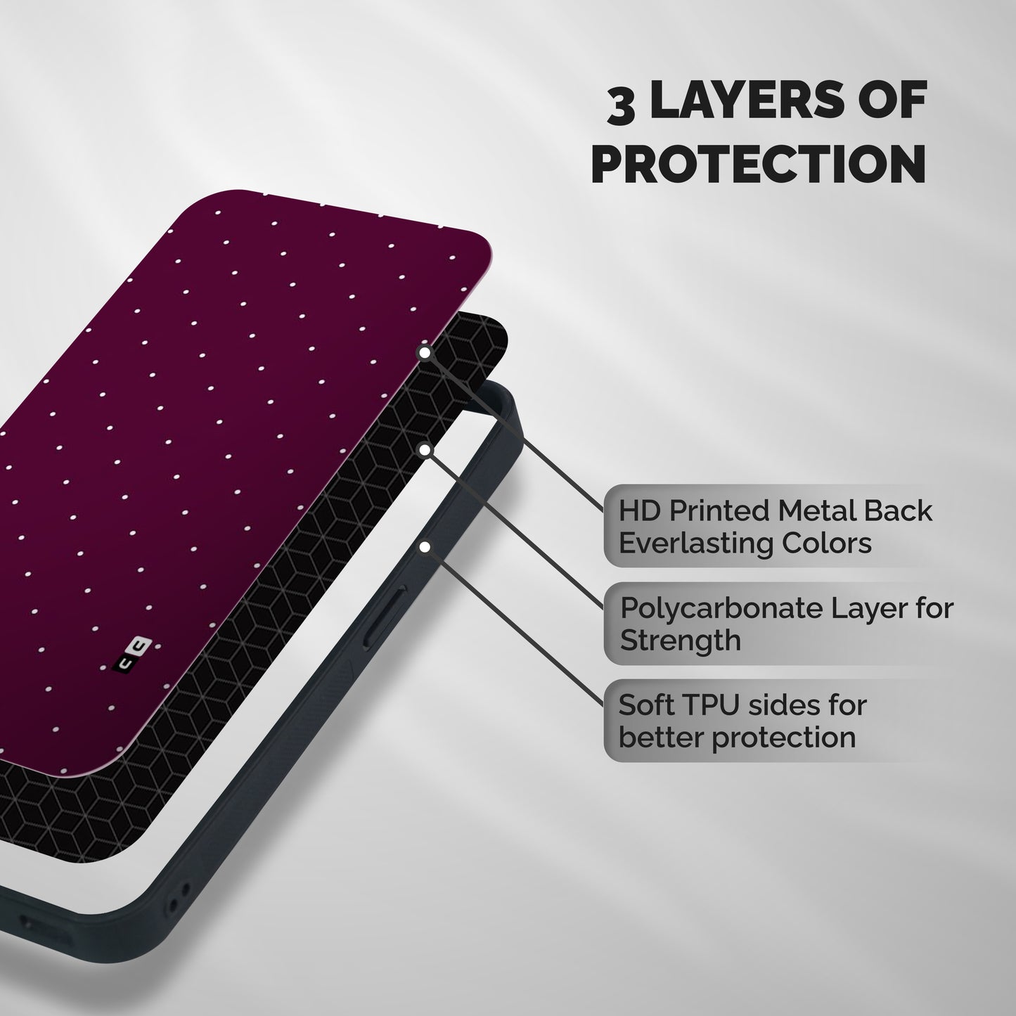 Purple Polka Shockproof Hybrid Protection (Metal + TPU) Back Case Cover