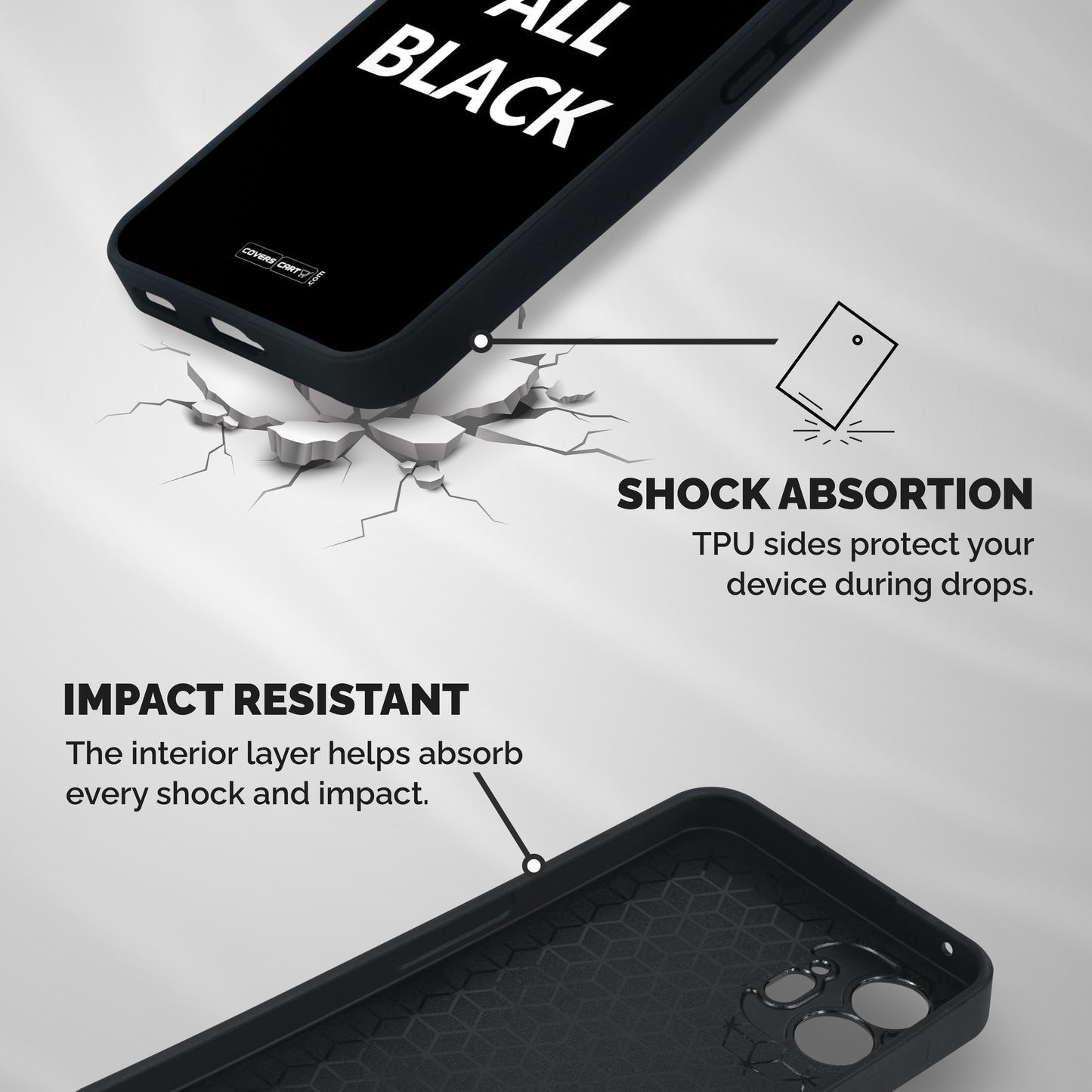 Raftaar All Black Shockproof Hybrid Protection (Metal + TPU) Back Case Cover