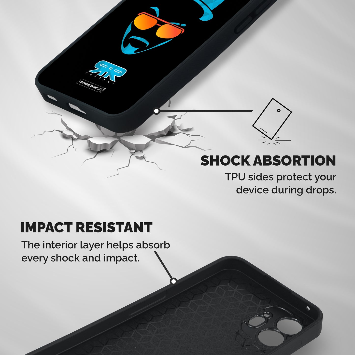 Raftaar Black and Blue Shockproof Hybrid Protection (Metal + TPU) Back Case Cover