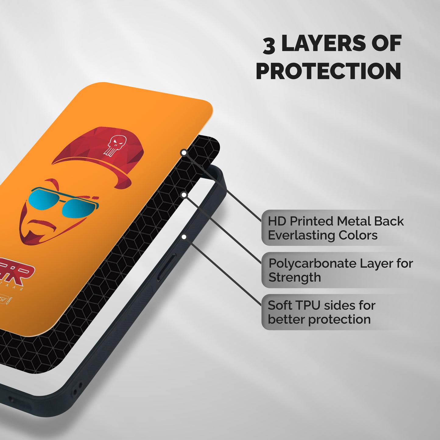 Raftaar Orange Shockproof Hybrid Protection (Metal + TPU) Back Case Cover