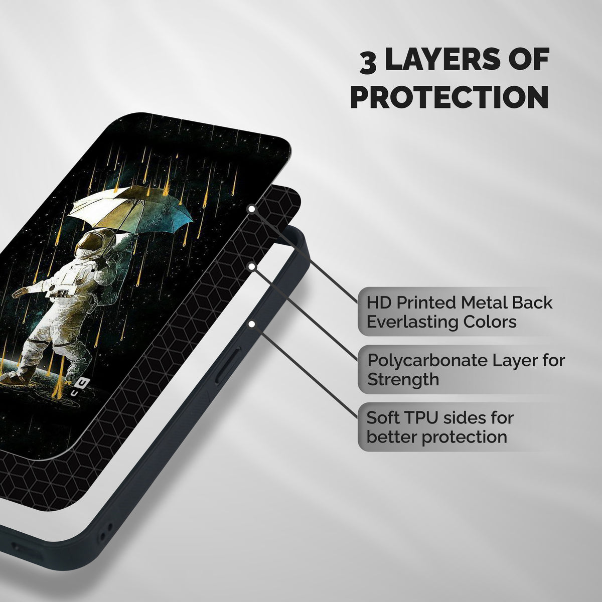 Rain Spaceman Shockproof Hybrid Protection (Metal + TPU) Back Case Cover