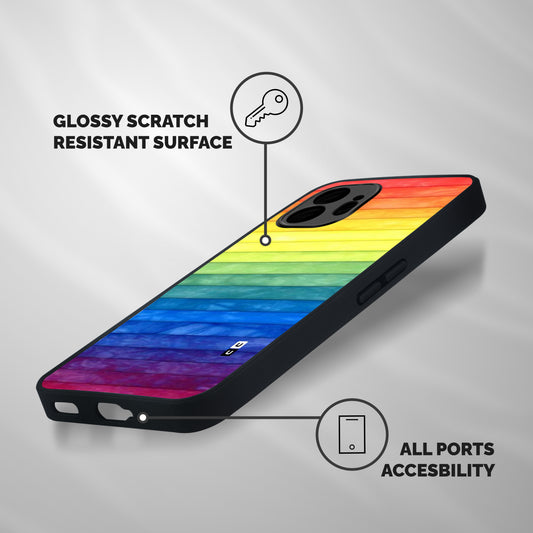 Rainbow Colors Stripes Shockproof Hybrid Protection (Metal + TPU) Back Case Cover